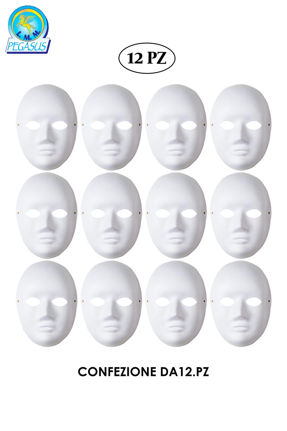 MASCHERA BIANCA DA DIPINGERE E DECORARE DA DONNA CF. 12 PZ